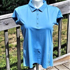 ALO Yoga Coolfit Polo Shirt Women's Blue Top Golf Activewear Size XXL